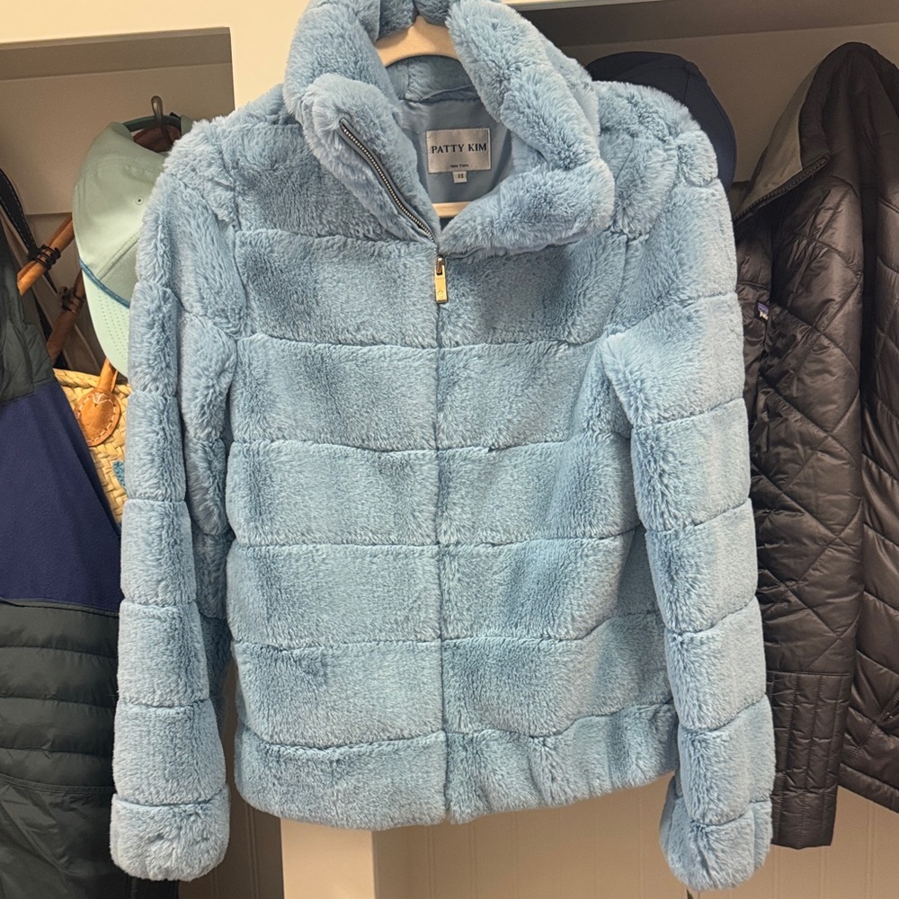 PATTY KIM Women's Light Blue Teddy Jacket